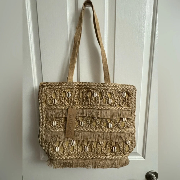 NWT Salt + Umber “Isla” Jute Seashell Beach Tote Bag Recycled $80 Retail - Picture 3 of 13